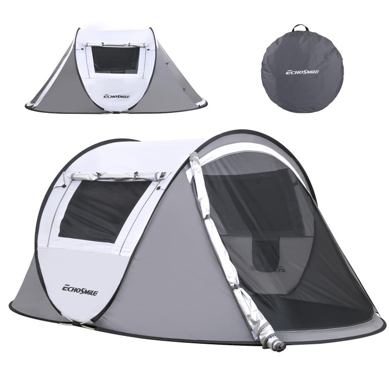 EchoSmile Instant Pop Up Camping Tent, 2/4/6 Person, Easy Setup Tent, Water Resistant Dome, Portable with Carry Bag - Image 1